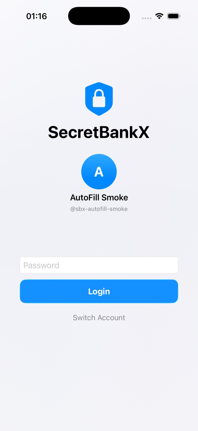 SecretBankX 登录与解锁界面